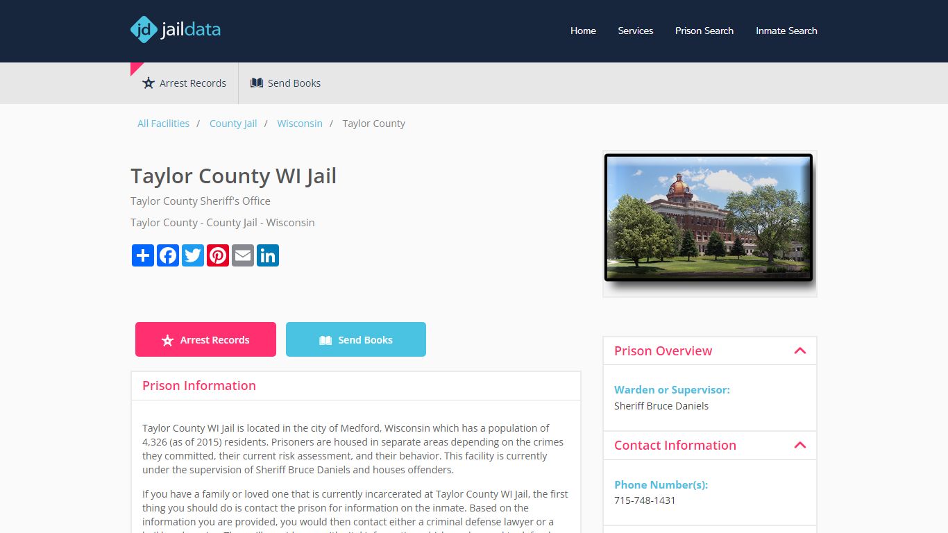 Taylor County WI Jail Inmate Search and Prisoner Info - Medford, WI