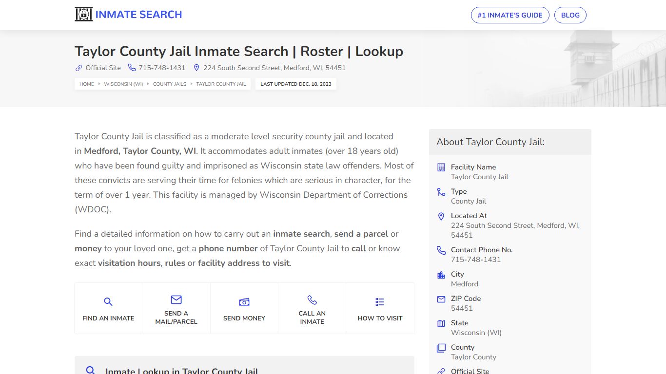 Taylor County Jail Inmate Search | Roster | Lookup